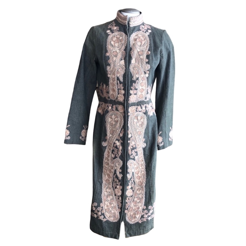 Plenty | By Tracy Reese 100% Cotton Embroidered Bohemian Asian Style Coat